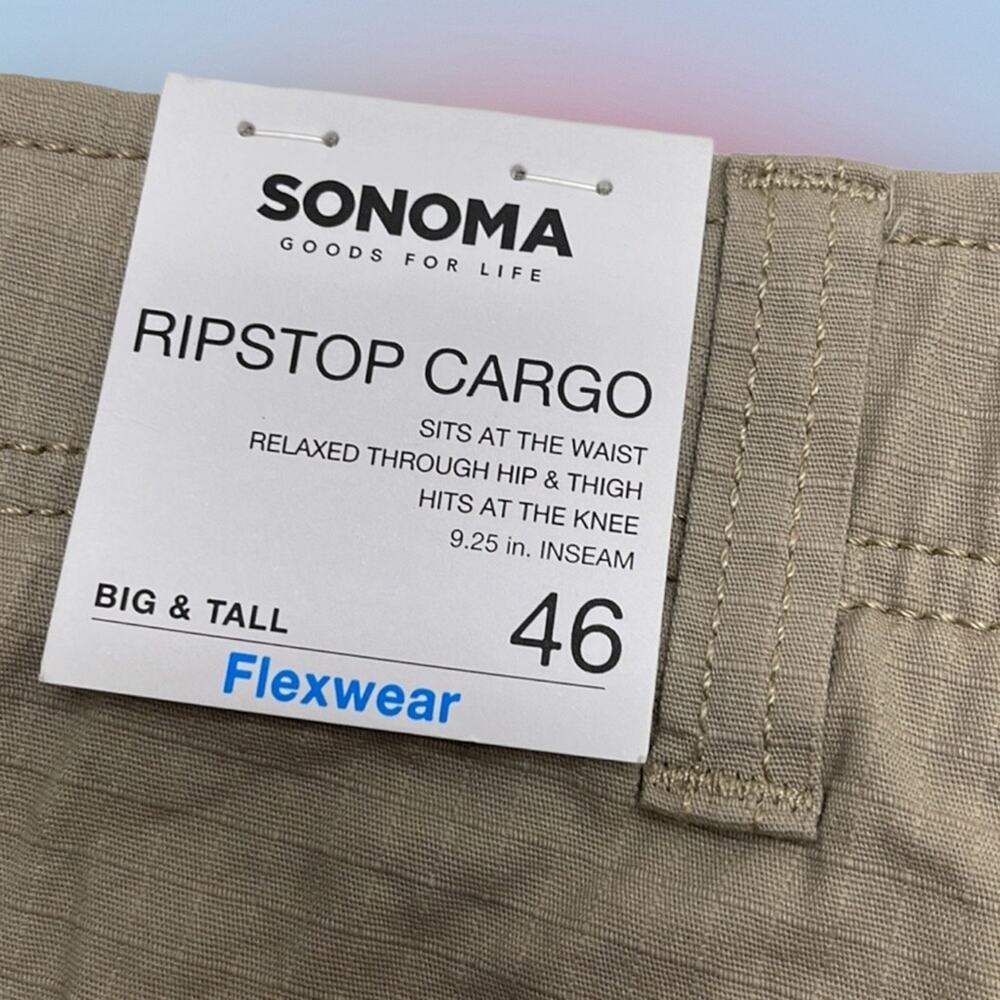 SONOMA Men’s 46 Tan Ripstop Cargo Shorts - Picture 3 of 4